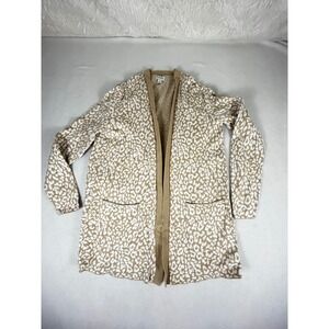 J.Crew Womens Leopard Print‎ Cotton Open Front Cardigan Tan White AW726 Small
